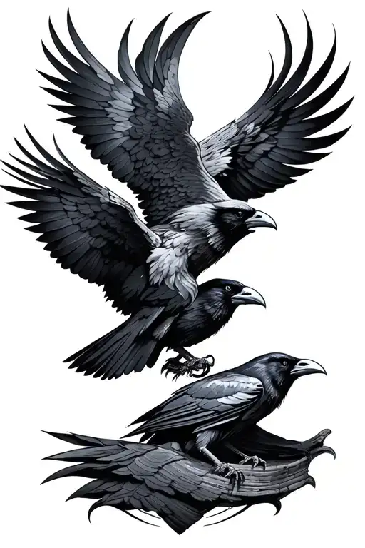 Odins Ravens Huginn And Muninn