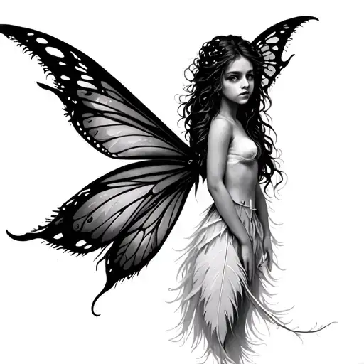 Faerie Standing On White Feather