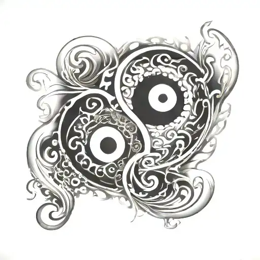 Abstract Yin Yang Symbol With Chaos