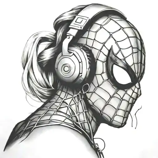 Spider Man Wearing Headphones
