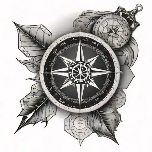 Compass With Hexagon Background