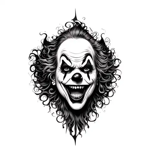 Blackwork Scary Clown Back