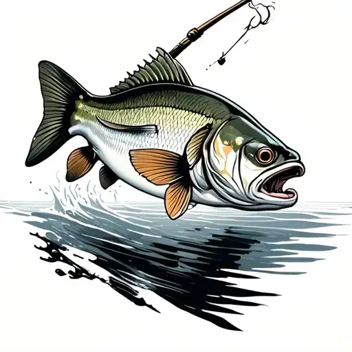 Bass Fish Jumping Fish Fishing Pole