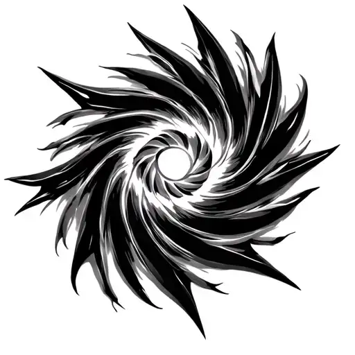 Black Work Spiral Tattoo Design With Spikes For Boob