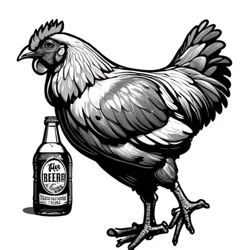Chicken And Beer Bottle Pouring