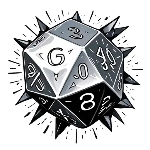 D20 Dice With Geometric Shapes Around Outside