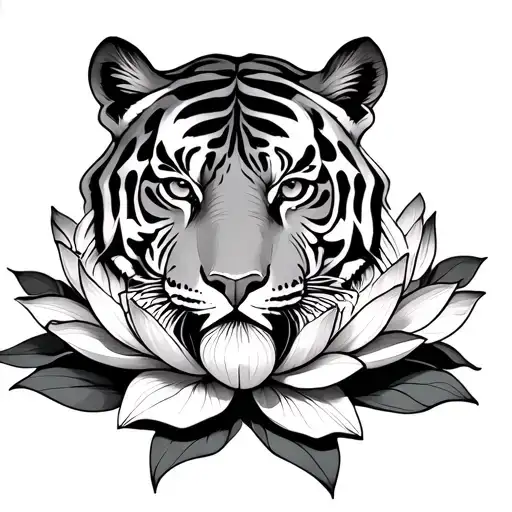Tiger And Lotus Flower Goth