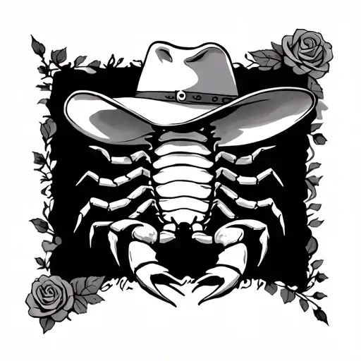 Scorpion With Cowboy Hat With Roses