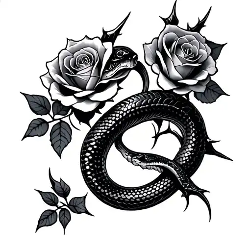 Snake And Roses With Thorns