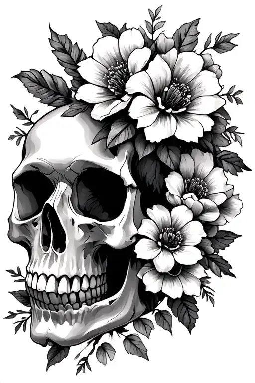 Skull And Flowers