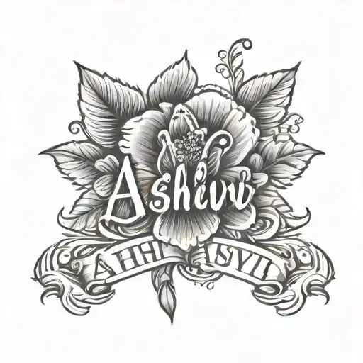 Aishvi Name Tattoo Design With Some Flower On Hand