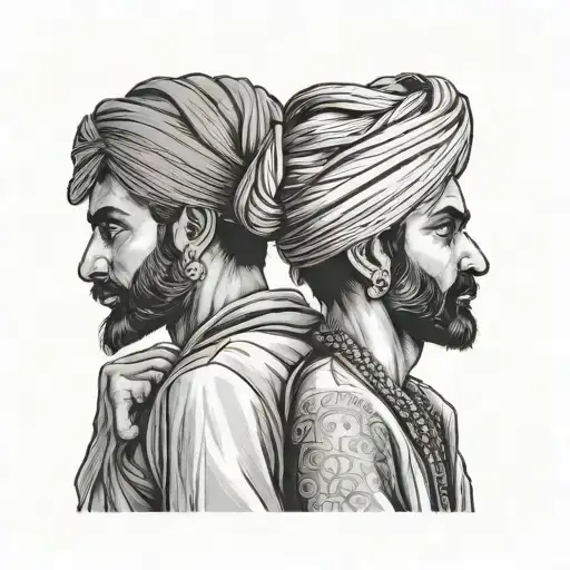 Two Punjabi Boys Wearing Turba Putting Hands On Shoulders From Back Side