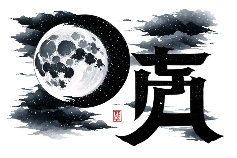 Korean Writing And A Moon