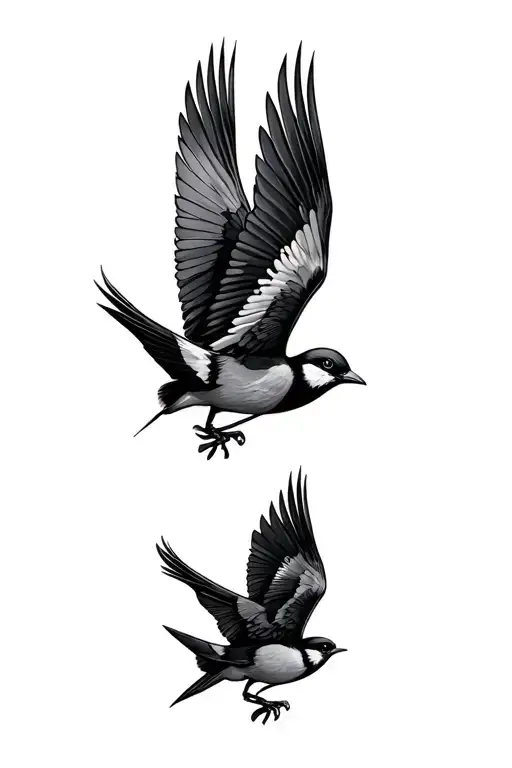 Two Cuckoo Birds Flying Together