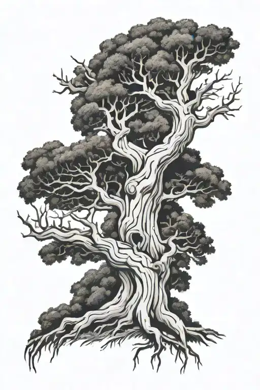 Southern Oak Tree With Lonely Man