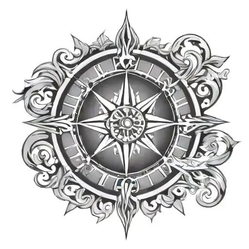 Wind Rose Vector Clock Wheel Of Fortune