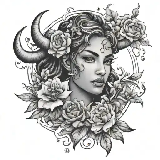 Taurus Woman Surrounded By Flowers