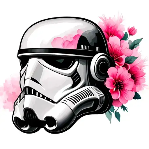 3 Quart Stormtrooper Helmet With Pink Graphique Fleur Ombre