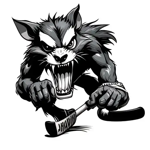 Tazmanian Devil Biting Hockey Stick In Half