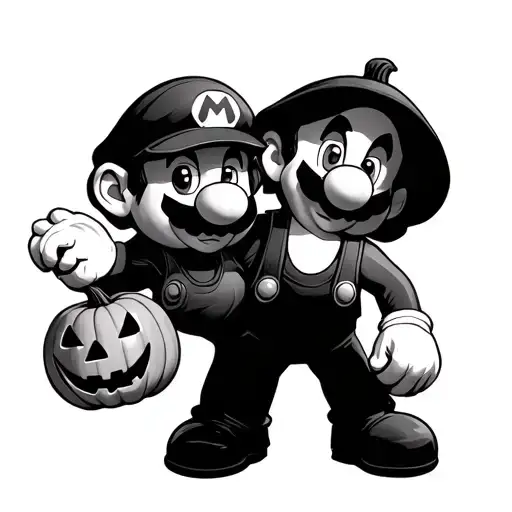 Mario Bross And Pumpkins