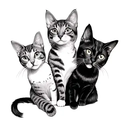 Woman Holding Three Cats