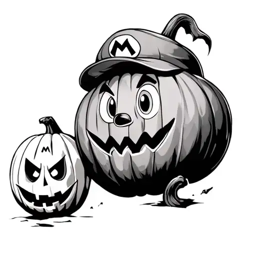 Mario Bross And Halloween Pumpkin