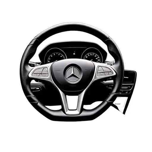 Realiatic Mercedes Car Steering Wheel Whithout Background