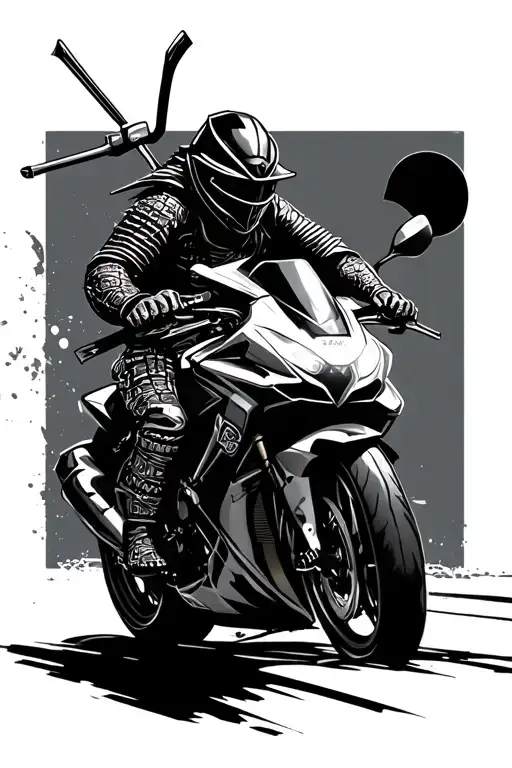 Samurai Riding A Sportsbike With Pisces Background
