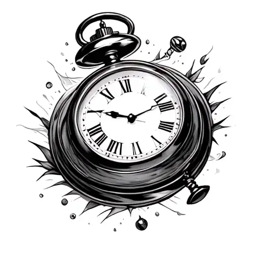 Hour Glass With Floating Pocket Watch Surrounded