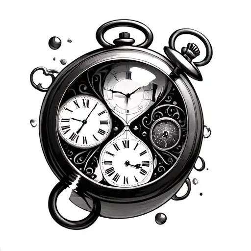 Hour Glass Behind Floating Pocket Watches