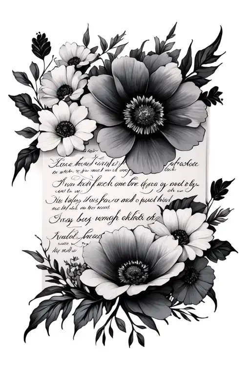 Page With Writing On It Surrounded By Flowers