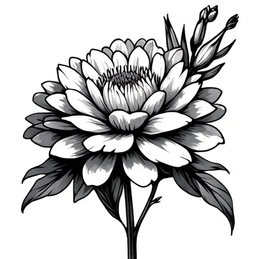 Simple Chrysanthemum Flower Intertwined With A Gladiolus