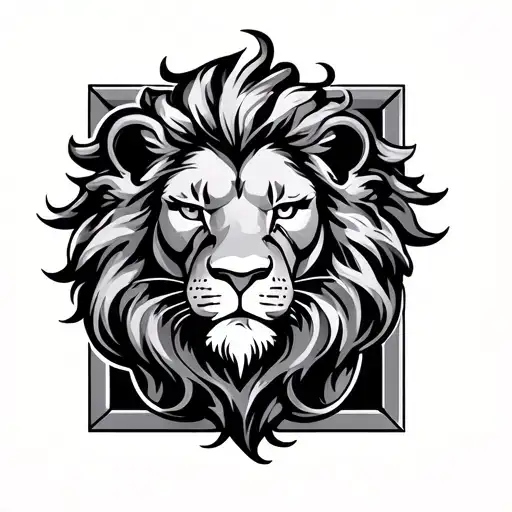 Lion Crest Inside A Rectangle Frame Made