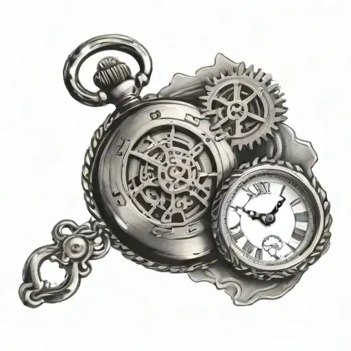 Broken Family In A Pocket Watch With Gears