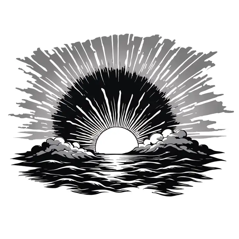 Sun Rise Withrays And Cloud