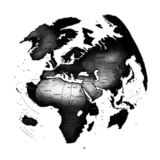World Map Atlas Styleoutline Drawing
