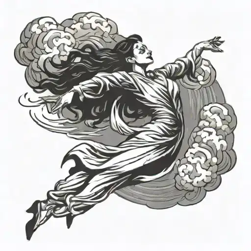 Woman Dancing In A Storm Clouds