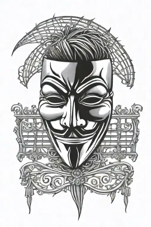 Anonymous Mask With Fence Made Of Rolled
