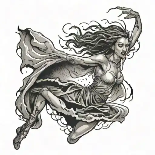 Woman Dancing In A Lightning Storm