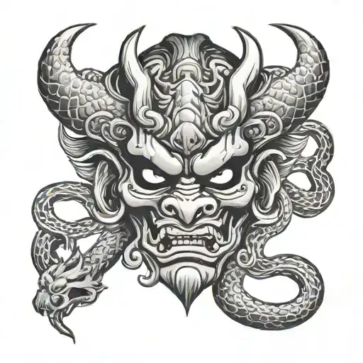 Oni Mask With Snake