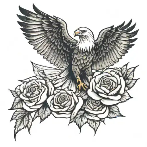Eagle With Rose