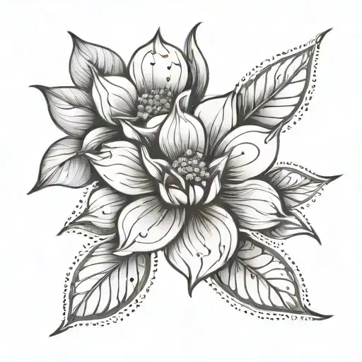 Flower Over Knee Tattoo Dots