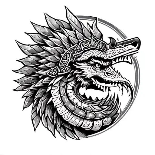 Quetzalcoatl With Guerrera Azteca