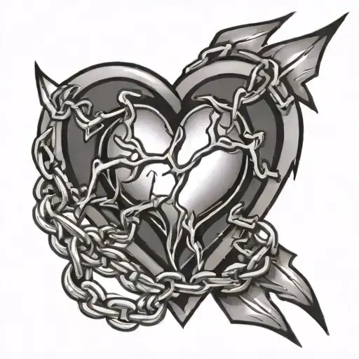 Broken Heart With Lightning And Chain