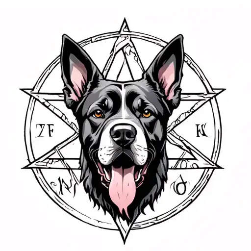 Hell Hound Dog Pentagram Intertwined