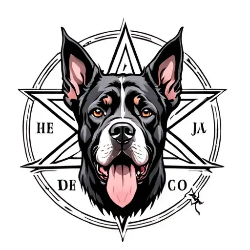 Hell Hound Dog Pentagram Intertwined