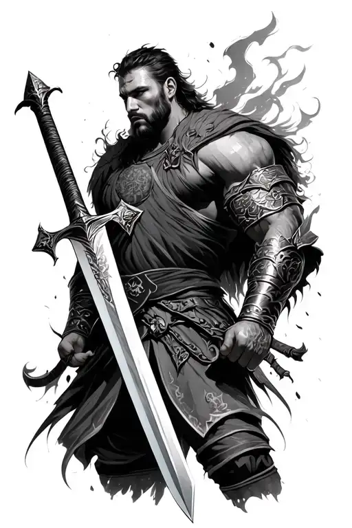 Michael Archangle Warrior Wielding His Sword Piercing