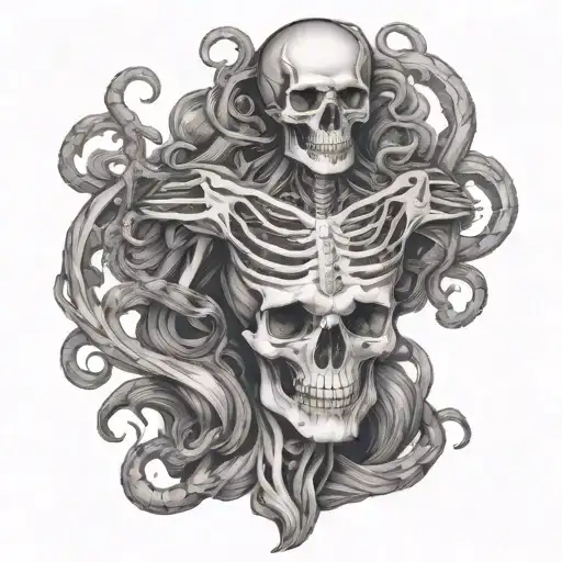 Skeleton With Medusa Bodies