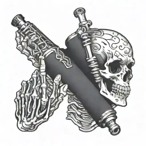 Skeleton Holding White Lighter