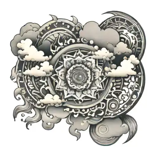 Clouds Mandala Design Incorporating Elements